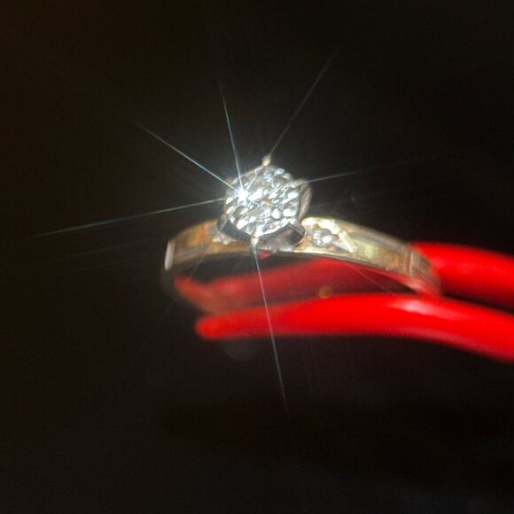 14K Gold Diamond Thin Band Engagement Ring - Picture 4 of 10